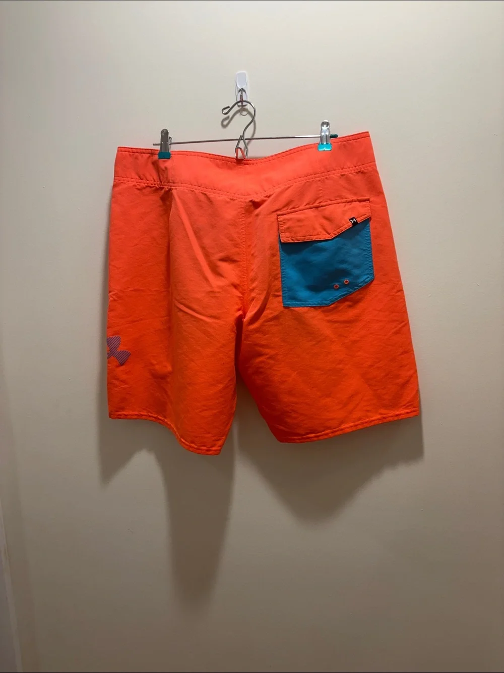 Under Armour Orange Swim Board Shorts with Blue Waist Panel